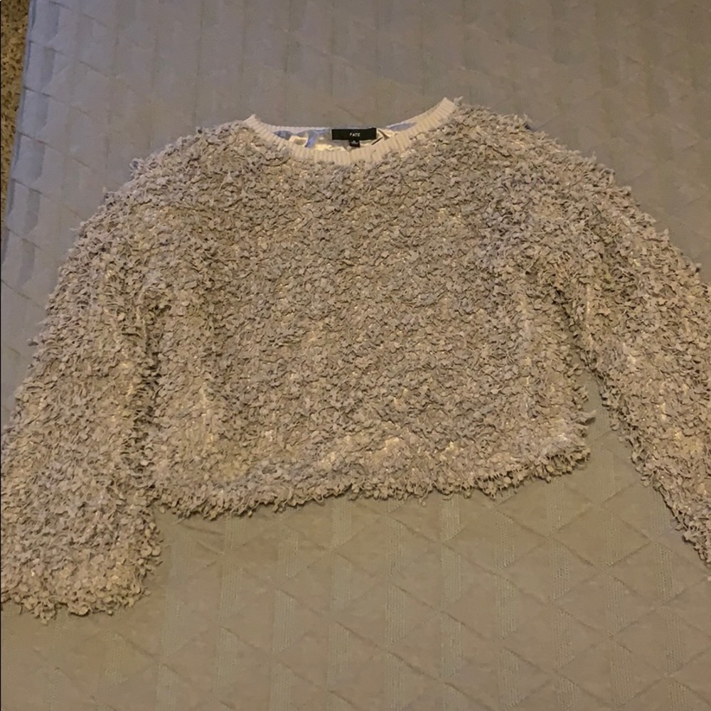 Cropped grays bomber like sweater
